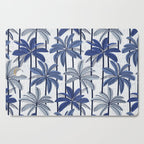 Retro Palm Springs vibes // white background highball indigo electric and pastel blue palm trees oxford navy blue lines Cutting Board Gallery Image 1