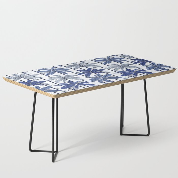 Retro Palm Springs vibes // white background highball indigo electric and pastel blue palm trees oxford navy blue lines Coffee Table Gallery Image 1