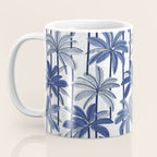 Retro Palm Springs vibes // white background highball indigo electric and pastel blue palm trees oxford navy blue lines Coffee Mug Gallery Image 3