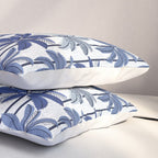Retro Palm Springs vibes // white background highball indigo electric and pastel blue palm trees oxford navy blue lines Pillow Sham Gallery Image 3