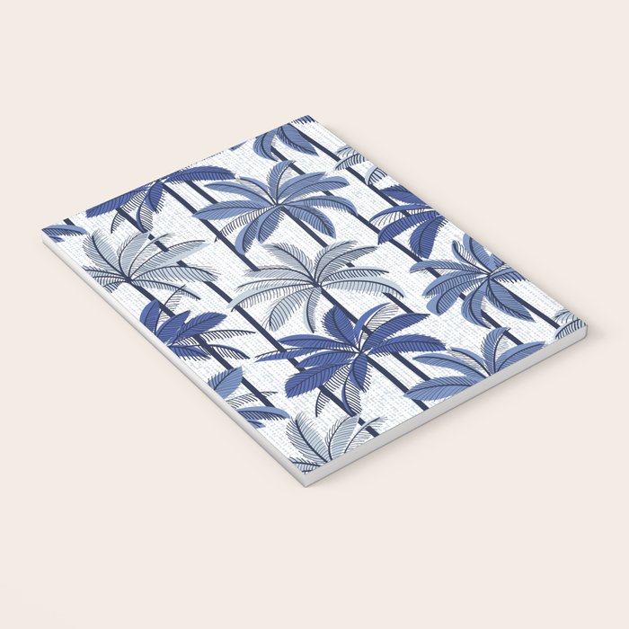 Retro Palm Springs vibes // white background highball indigo electric and pastel blue palm trees oxford navy blue lines Notebook Gallery Image 3