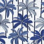 Retro Palm Springs vibes // white background highball indigo electric and pastel blue palm trees oxford navy blue lines Coffee Mug Gallery Image 2
