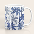 Retro Palm Springs vibes // white background highball indigo electric and pastel blue palm trees oxford navy blue lines Coffee Mug Gallery Image 1