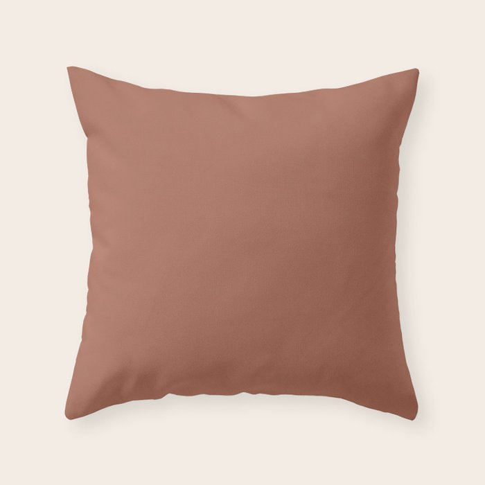 Muted Auburn Terracotta Clay Solid  Throw Pillow Gallery Image 1