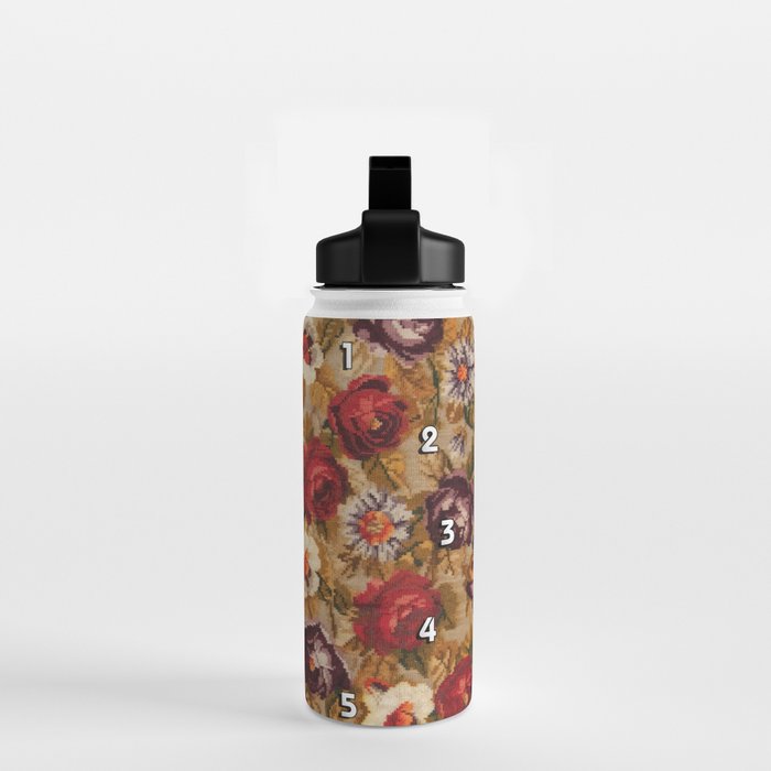 Antique Russian Bessarabian Floral Rug Print Water Bottle Gallery Image 2
