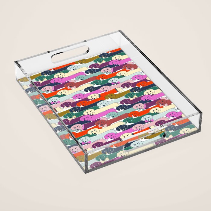 colored doggie pattern Acrylic Tray Gallery Image 1