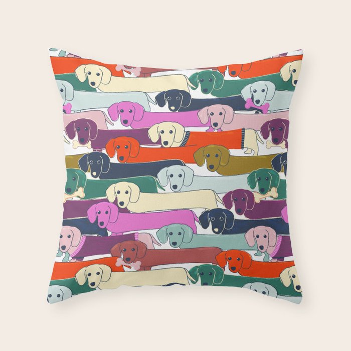 colored doggie pattern Throw Pillow Gallery Image 6