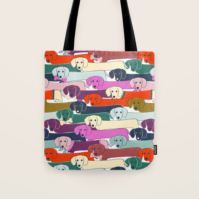 colored doggie pattern Tote Bag Gallery Image 1