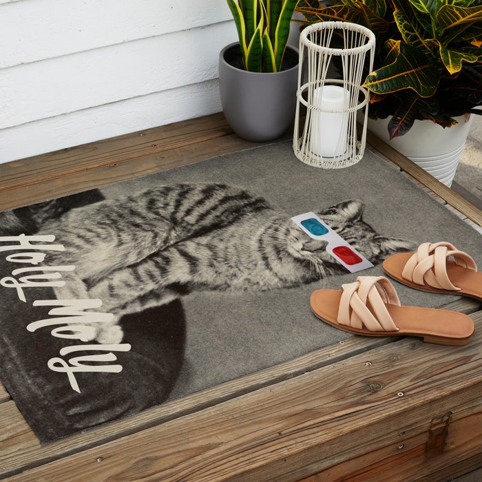 Holy Moly cat Outdoor Rug Gallery Image 2