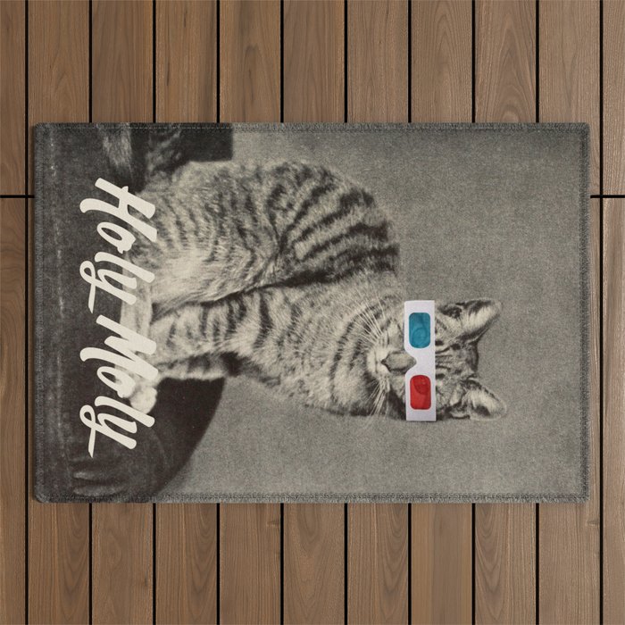 Holy Moly cat Outdoor Rug Gallery Image 1