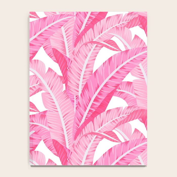 Pink banana leaves tropical pattern on white Notebook Gallery Image 4