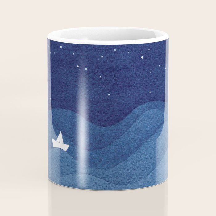 blue ocean waves, sailboat ocean stars Coffee Mug Gallery Image 4
