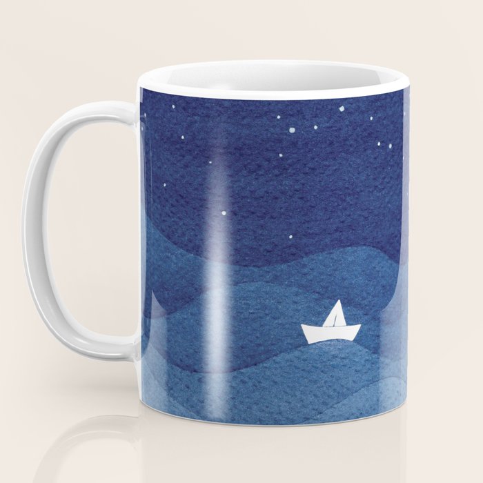 blue ocean waves, sailboat ocean stars Coffee Mug Gallery Image 3