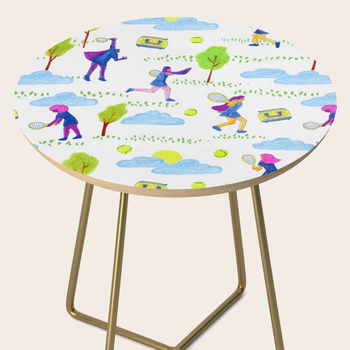 Let's Play Tennis in White & Blue Side Table Gallery Image 2