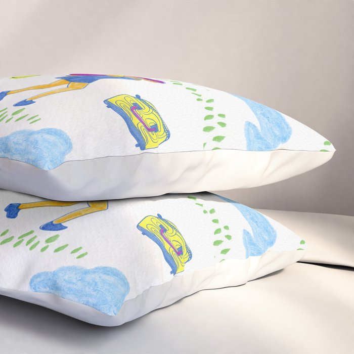 Let's Play Tennis in White & Blue Pillow Sham Gallery Image 3