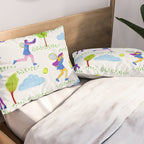 Let's Play Tennis in White & Blue Pillow Sham Gallery Image 2