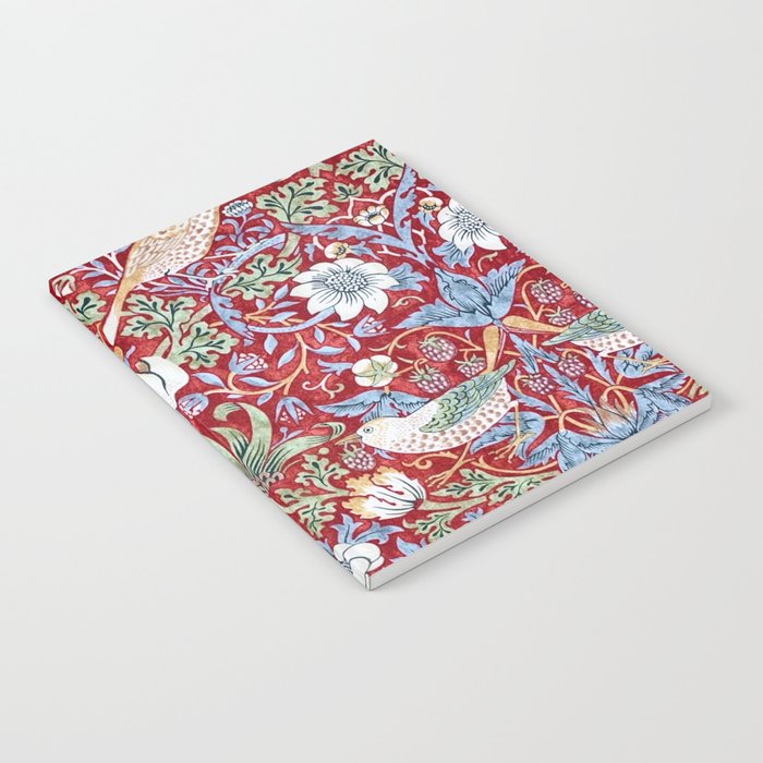 William Morris Strawberry Thief Detail Burgundy Red Notebook Gallery Image 1