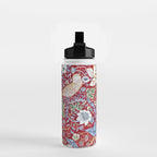 William Morris Strawberry Thief Detail Burgundy Red Water Bottle Gallery Image 2