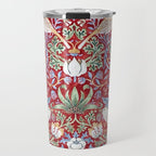 William Morris Strawberry Thief Detail Burgundy Red Travel Mug Gallery Image 1