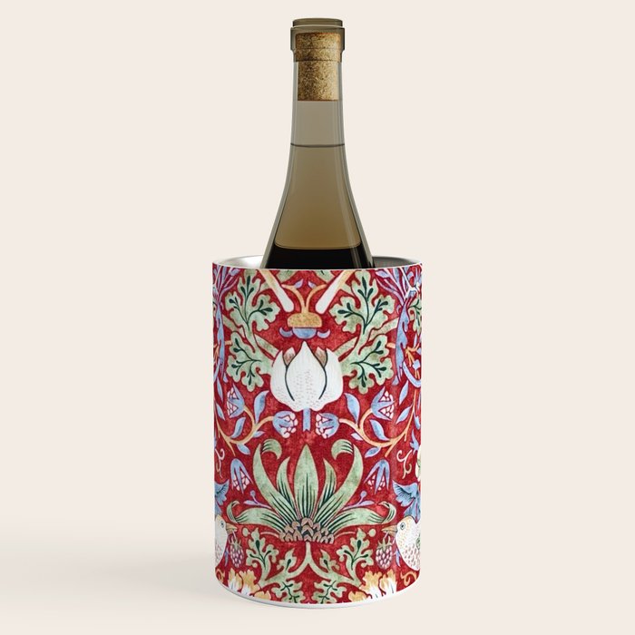William Morris Strawberry Thief Detail Burgundy Red Wine Chiller Gallery Image 1