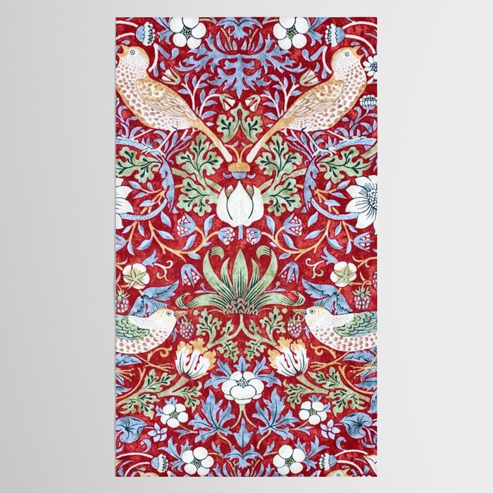 William Morris Strawberry Thief Detail Burgundy Red Tablecloth Gallery Image 2