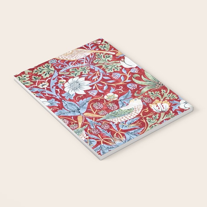 William Morris Strawberry Thief Detail Burgundy Red Notebook Gallery Image 3