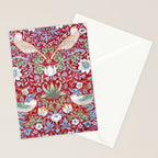 William Morris Strawberry Thief Detail Burgundy Red Stationery Card Gallery Image 2