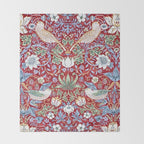 William Morris Strawberry Thief Detail Burgundy Red Throw Blanket Gallery Image 2