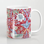 William Morris Strawberry Thief Detail Burgundy Red Coffee Mug Gallery Image 1