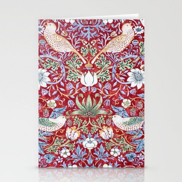 William Morris Strawberry Thief Detail Burgundy Red Stationery Card Gallery Image 2