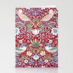 William Morris Strawberry Thief Detail Burgundy Red Stationery Card Gallery Image 2
