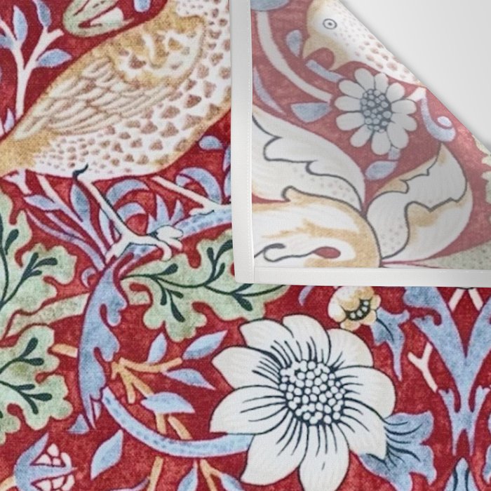 William Morris Strawberry Thief Detail Burgundy Red Wall Tapestry Gallery Image 3
