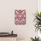 William Morris Strawberry Thief Detail Burgundy Red Poster Gallery Image 2