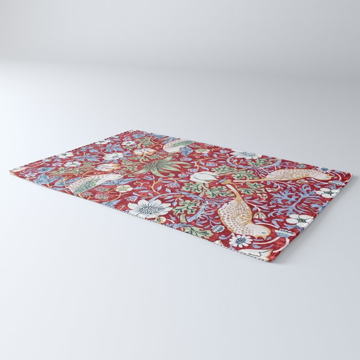 William Morris Strawberry Thief Detail Burgundy Red Rug Gallery Image 3