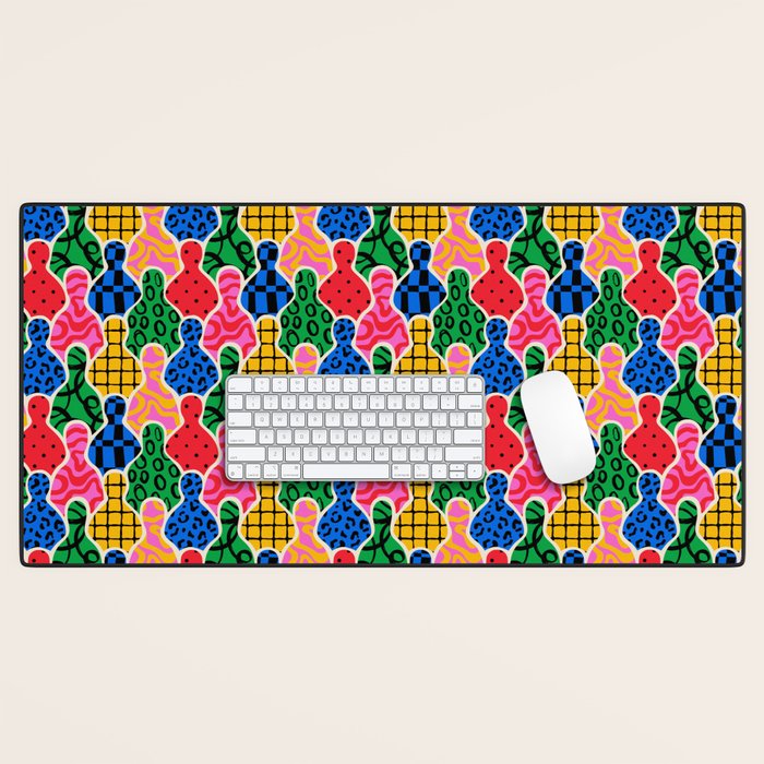 Colorful diverse people crowd art pattern Desk Mat Gallery Image 1