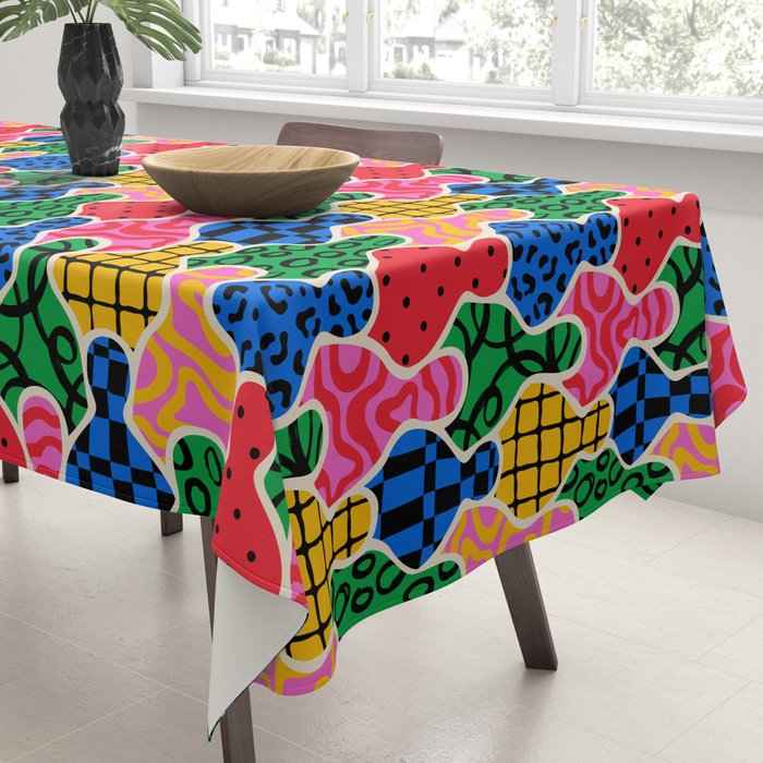 Colorful diverse people crowd art pattern Tablecloth Gallery Image 3