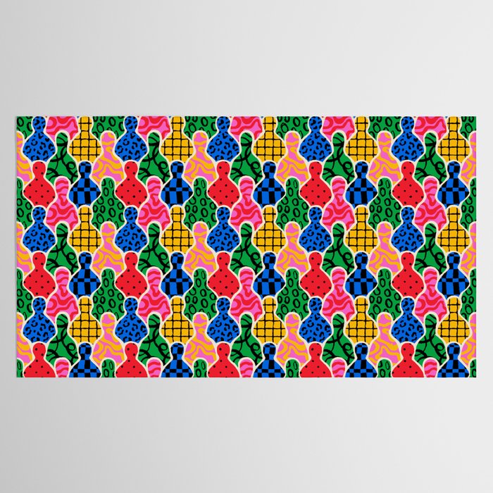 Colorful diverse people crowd art pattern Tablecloth Gallery Image 2
