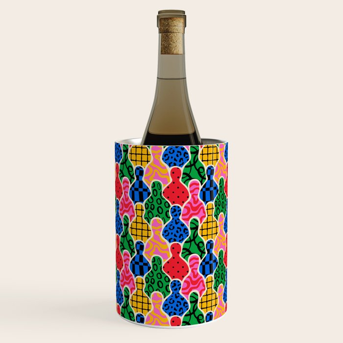 Colorful diverse people crowd art pattern Wine Chiller Gallery Image 2
