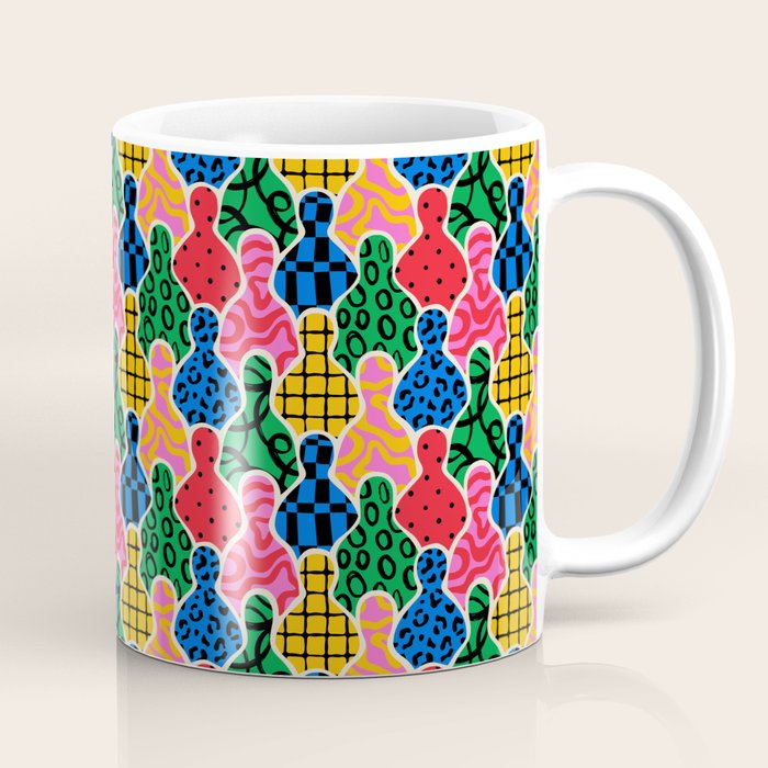 Colorful diverse people crowd art pattern Coffee Mug Gallery Image 1