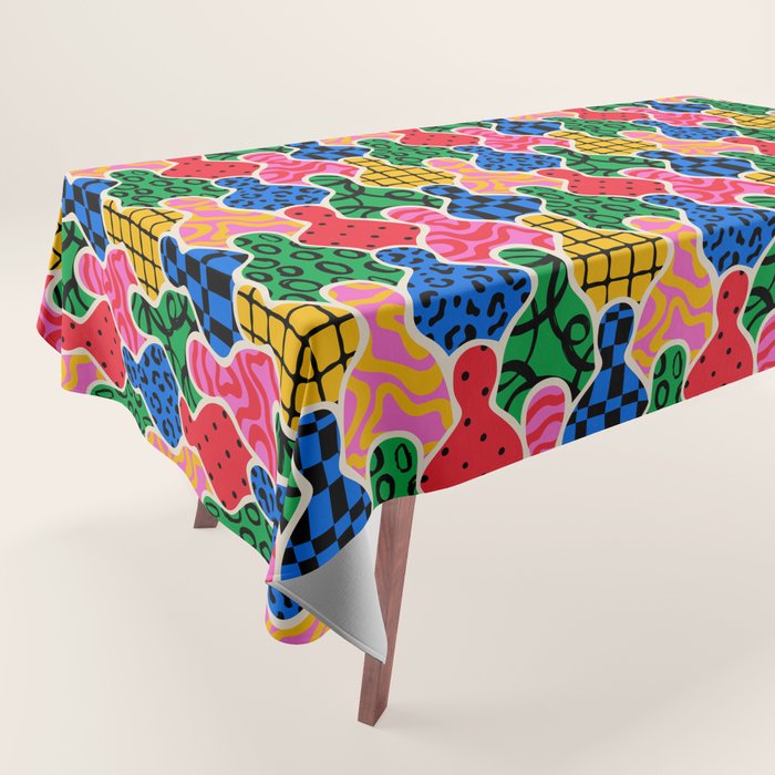 Colorful diverse people crowd art pattern Tablecloth Gallery Image 1