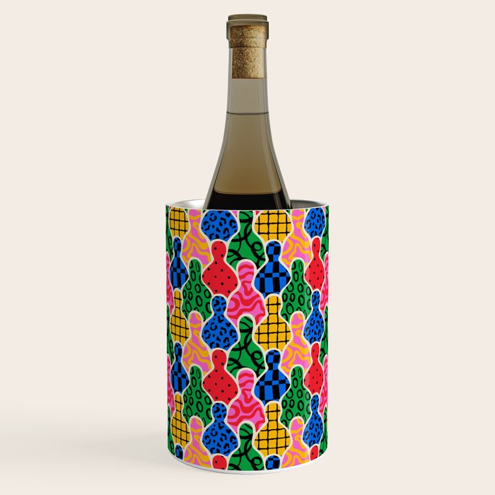Colorful diverse people crowd art pattern Wine Chiller Gallery Image 1