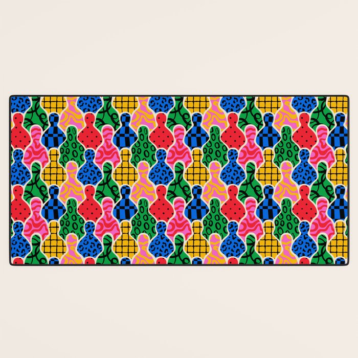 Colorful diverse people crowd art pattern Desk Mat Gallery Image 3