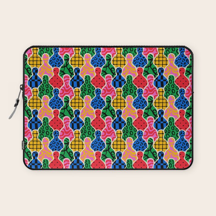 Colorful diverse people crowd art pattern Laptop Sleeve Gallery Image 1