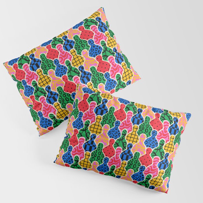 Colorful diverse people crowd art pattern Pillow Sham Gallery Image 3