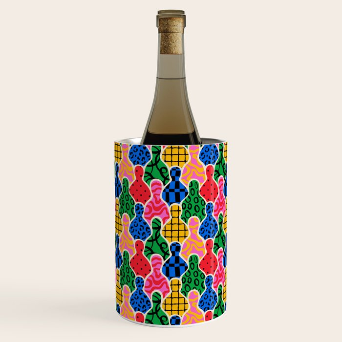 Colorful diverse people crowd art pattern Wine Chiller Gallery Image 3