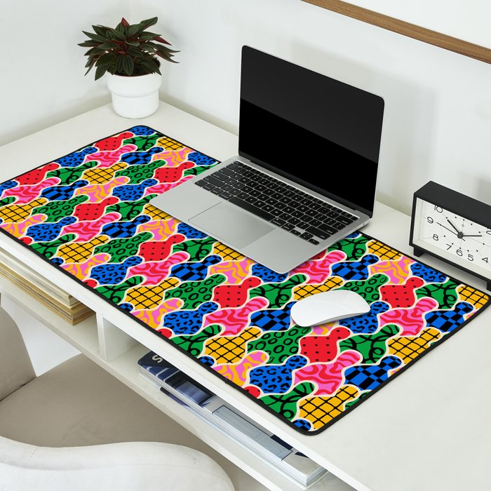 Colorful diverse people crowd art pattern Desk Mat Gallery Image 2