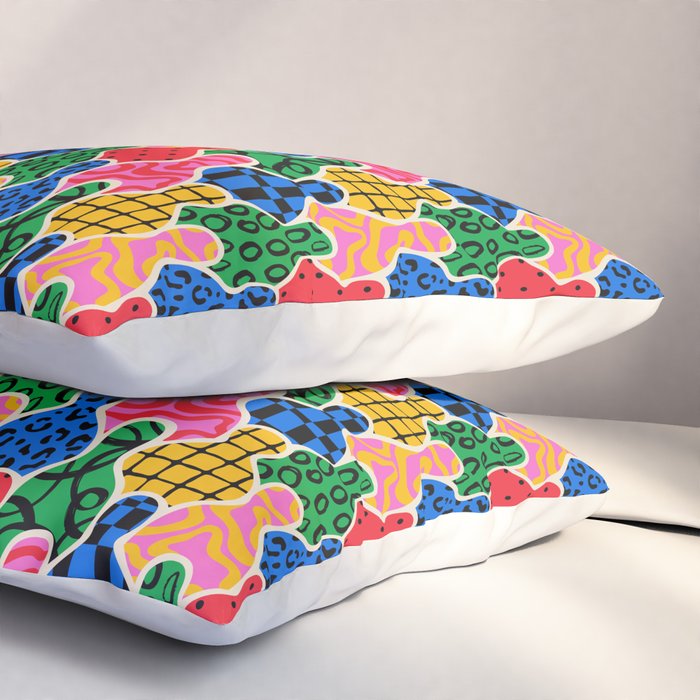 Colorful diverse people crowd art pattern Pillow Sham Gallery Image 3