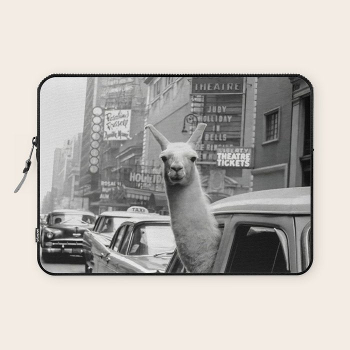 Llama Riding In Taxi Laptop Sleeve Gallery Image 1