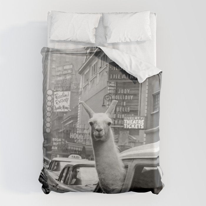 Llama Riding In Taxi Duvet Cover Gallery Image 1