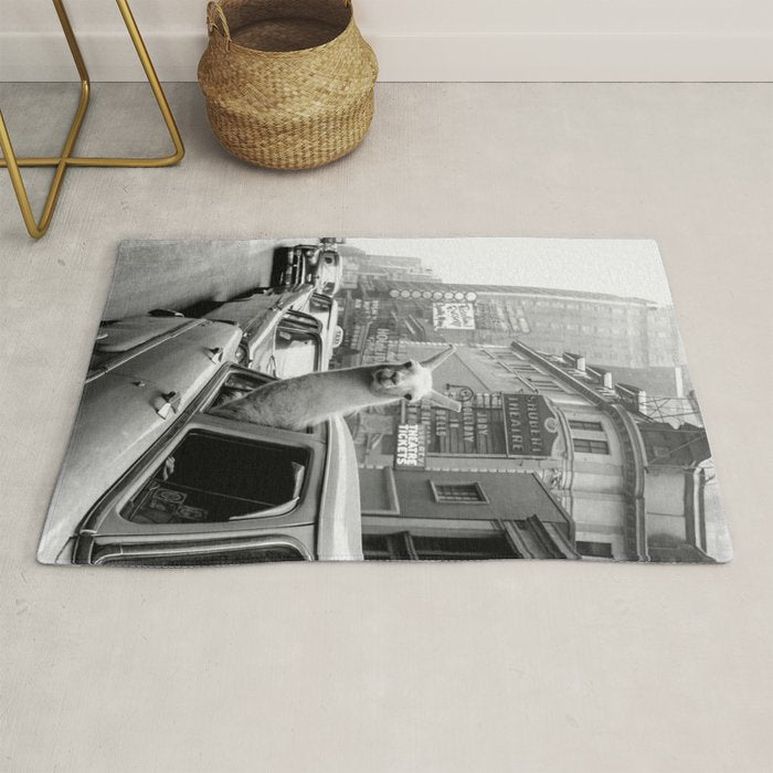 Llama Riding In Taxi Rug Gallery Image 1